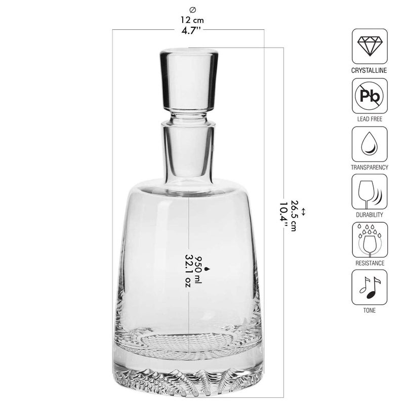 Krosno Whisky Set | 1 Ã— 32.1 oz Decanter & 6 Ã— 10.1 oz Glasses | Fjord Collection | For Home, Restaurants & Parties | Gift for Whisky Connoisseurs | Lead-Free Crystal Glass - Image 2